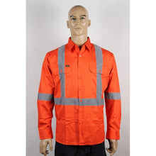  J0080# RAIL WORKER L/S DRILL SHIRT X BACK -3M TAPE