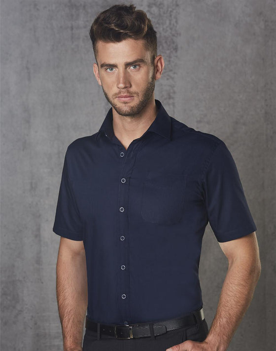 M7112 Men's Mini Herringbone Long Sleeve Shirt