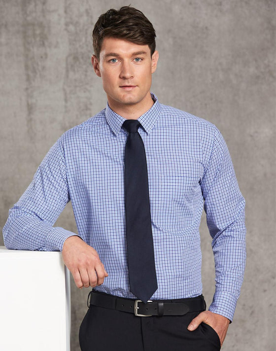M7320L Men's Two Tone Check L/S Shirt