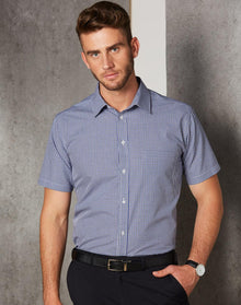  M7320S Men's Two Tone Check S/S Shirt