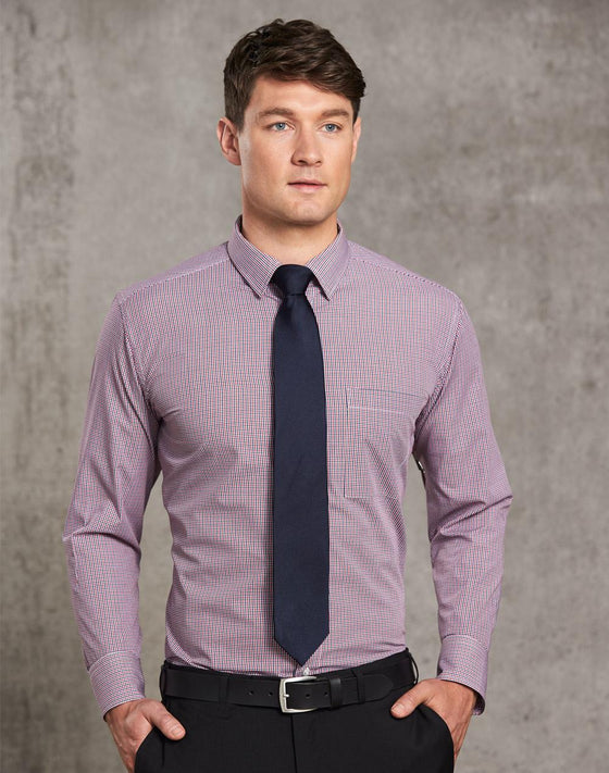 M7340L Men's Two Tone Mini Check L/S Shirt