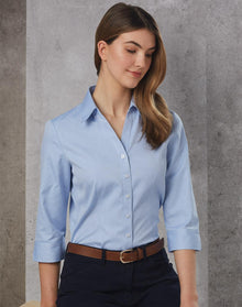  M8040Q Women's CVC Oxford 3/4 Sleeve Shirt