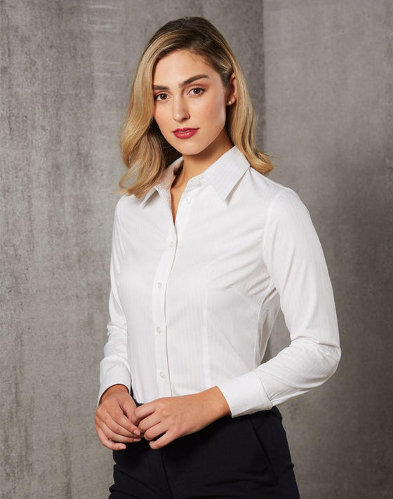 M8100L Women's Self Stripe L/S Shirt
