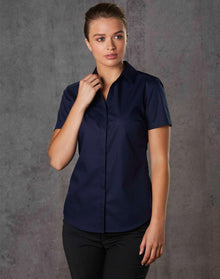  M8110S Ladies' Dobby Striped Taped S/S Shirt