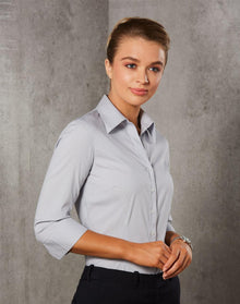  M8200Q Women's Ticking Stripe 3/4 Sleeve Shirt