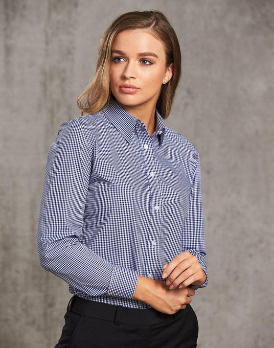 M8320L Ladies' Two Tone Check L/S Shirt