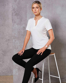  M8840 Ladies' V neck with Tab S/S Knit Top