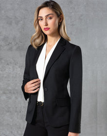  M9201 Ladies' Wool Blend Stretch One Button Cropped Jacket