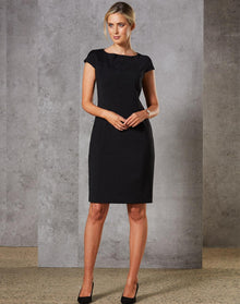  M9281 Ladies' Wool Blend Stretch Cap Sleeve Dress