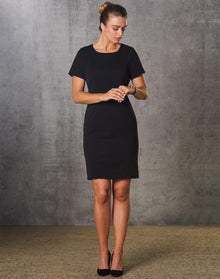  M9282 Ladies' Poly/Viscose Stretch, Short Sleeve Dress