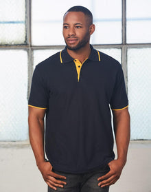  PS08 Mens S/L pique polo contrast