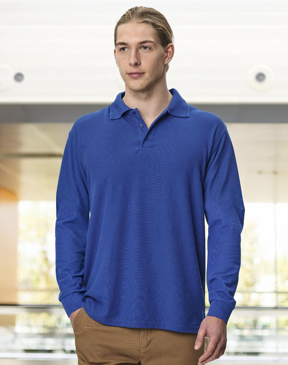 PS12 Adults' 240gsm Poly/Cotton Pique L/S Polo