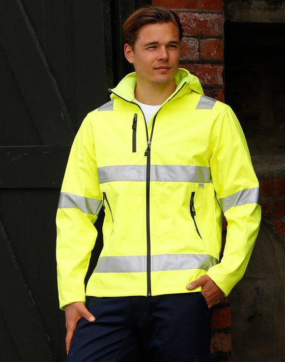 SW30 Hi Vis Softshell Hooded Jacket With 3M Tape