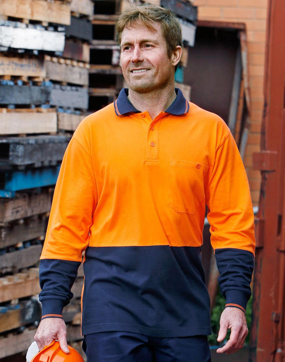 SW36 Hi Vis Cotton Two Tone L/S Safety Polo