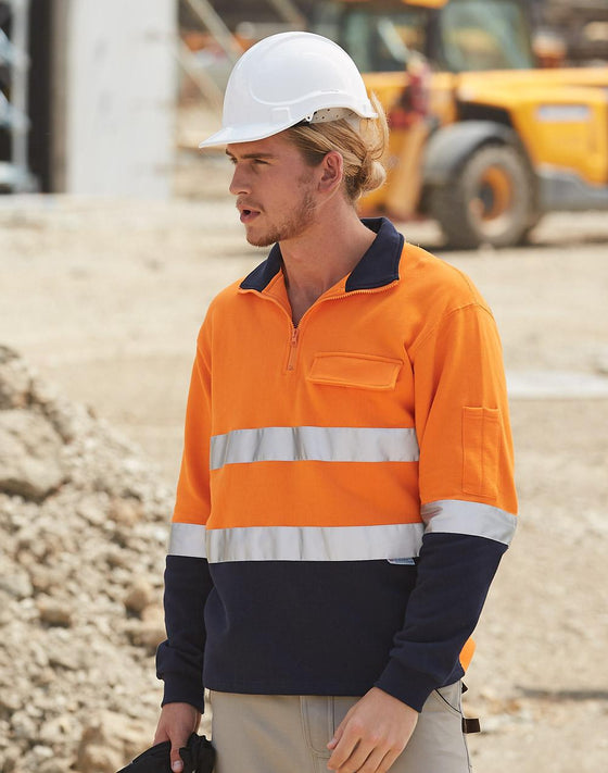 SW48 Hi Vis Two Tone Cotton Fleecy Sweat With 3M tapes