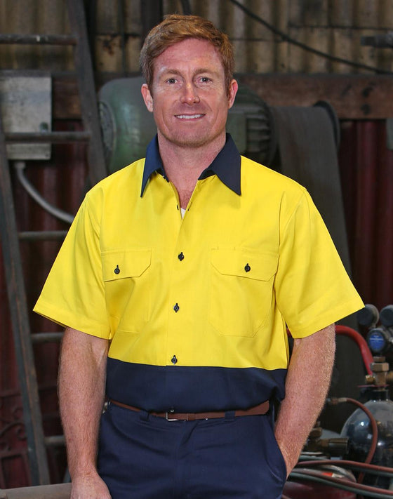 SW53 Hi Vis two tone S/S cotton work shirt