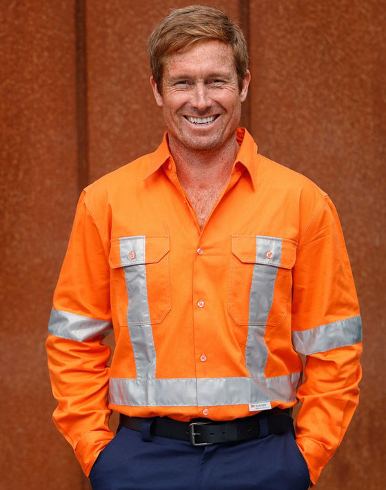 SW56 Men's Hi Vis L/S Drill Shirt With 3M Tapes