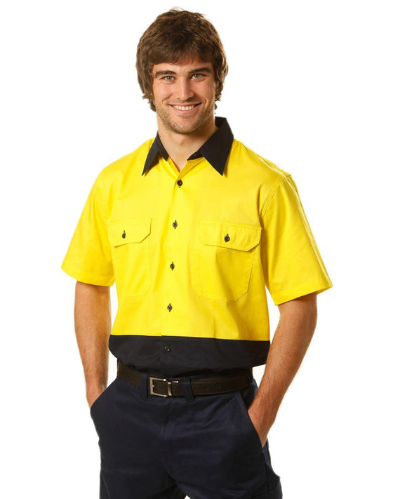 SW57 Hi Vis two tone S/S cotton work shirt