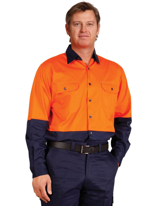 SW58 Hi Vis two tone Cool Breeze L/S cotton work shirt