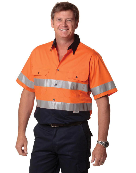 SW59 Men's Hi Vis Cool Breeze Safety S/S Shirt (3M Tape)