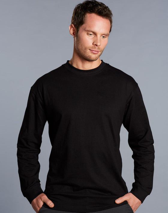 TS02 mens cotton crew neck L/S tee